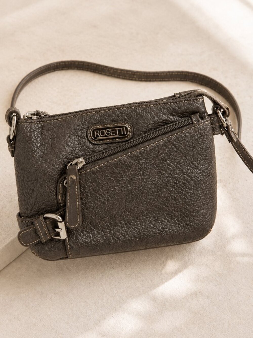 Rosetti Pebble Faux-Leather Taupe Crossbody Bag